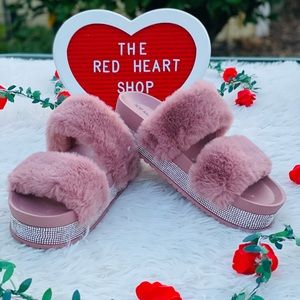 Platform Slippers Top Moda Fuzzy Slippers Top Moda Platform